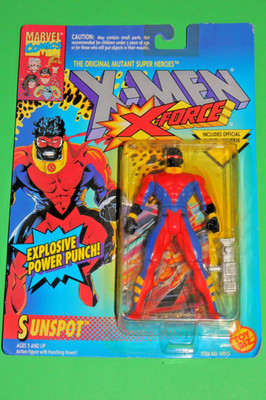 1994 MARVEL X-MEN SUNSPOT ACTION FIGURE TOY BIZ X-FORCE MUTANT SUPER HEROES