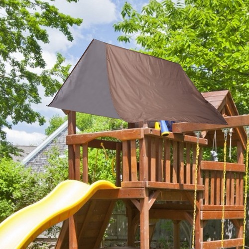 As (Coffee)Outdoor Swing Canopy Playground Roof Canopy Waterproof Cover GB - Picture 7 of 12