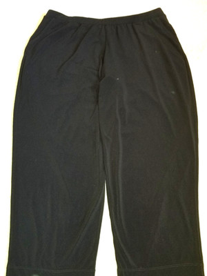 Womens Pants-CLARA SUN WOO-black cropped tapered knit pull-on designer-L