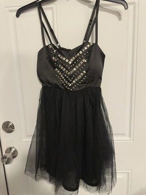 Hot Topic Ladies Witchy Goth Studded Fairy-Core Lace Overlay Lolita Dress Sz M