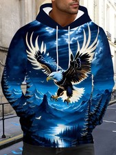 Men's Colorful Printed Hoodie with Drawstring  Pockets - Comfortable, Versatile