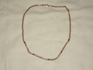 Chain Necklace Gold 333 Jewellery Real Jewellery Green Blue and Red Stone