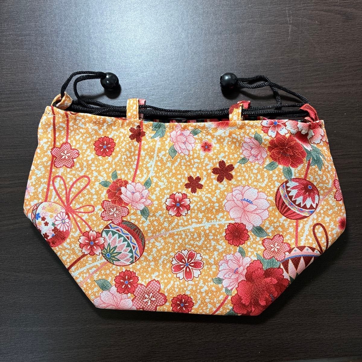 Japanese pattern drawstring bag drawstring pouch … - image 3
