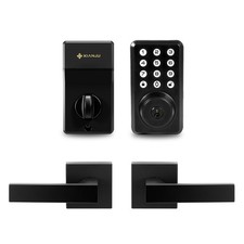 Front Door Handle and Deadbolt Set, Electronic Keypad, Voice Prompt,