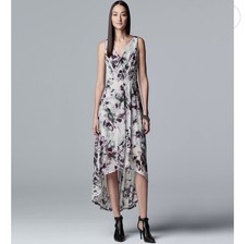 Simply Vera Vera Wang Double V Dress Purple Floral Women’s Size Large