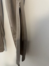 Adidas Beige Track Pants Zip Closure Pockets Elastic Waist Tapered Leg