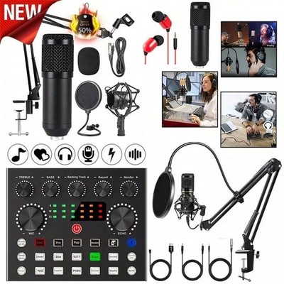 Podcast Microphone Bundle Condenser Mic Set for Streaming Gaming Recording