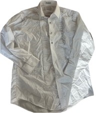 Neil Allyn Large 32/33 White Tuxedo Button Up Pleated Shirt Long Sleeve
