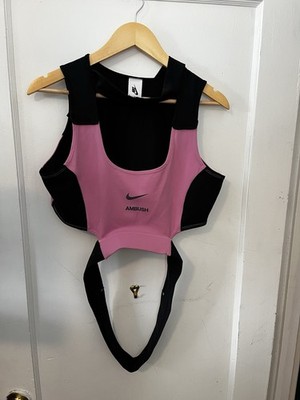 Nike x Ambush Women s Crop Top Sports Bra Pink Black Size XL (CV0548-693)