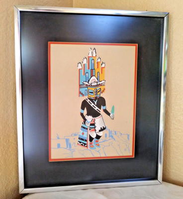 NATIVE AMERICAN HOPI INDIAN WALL ART JEMEZ KACHINA SILK SCREEN PRINT PAINTING