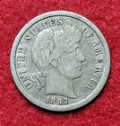 1893 S Silver Barber 10c Dime Fine