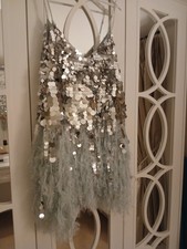 Gorgeous Pallette Silver Sequin Coctail Dress Size 18 New