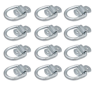 12Pk 1/2'' Heavy Duty Bolt-On D Ring w/ Mounting Brackets 4,000 # WLL Anchor