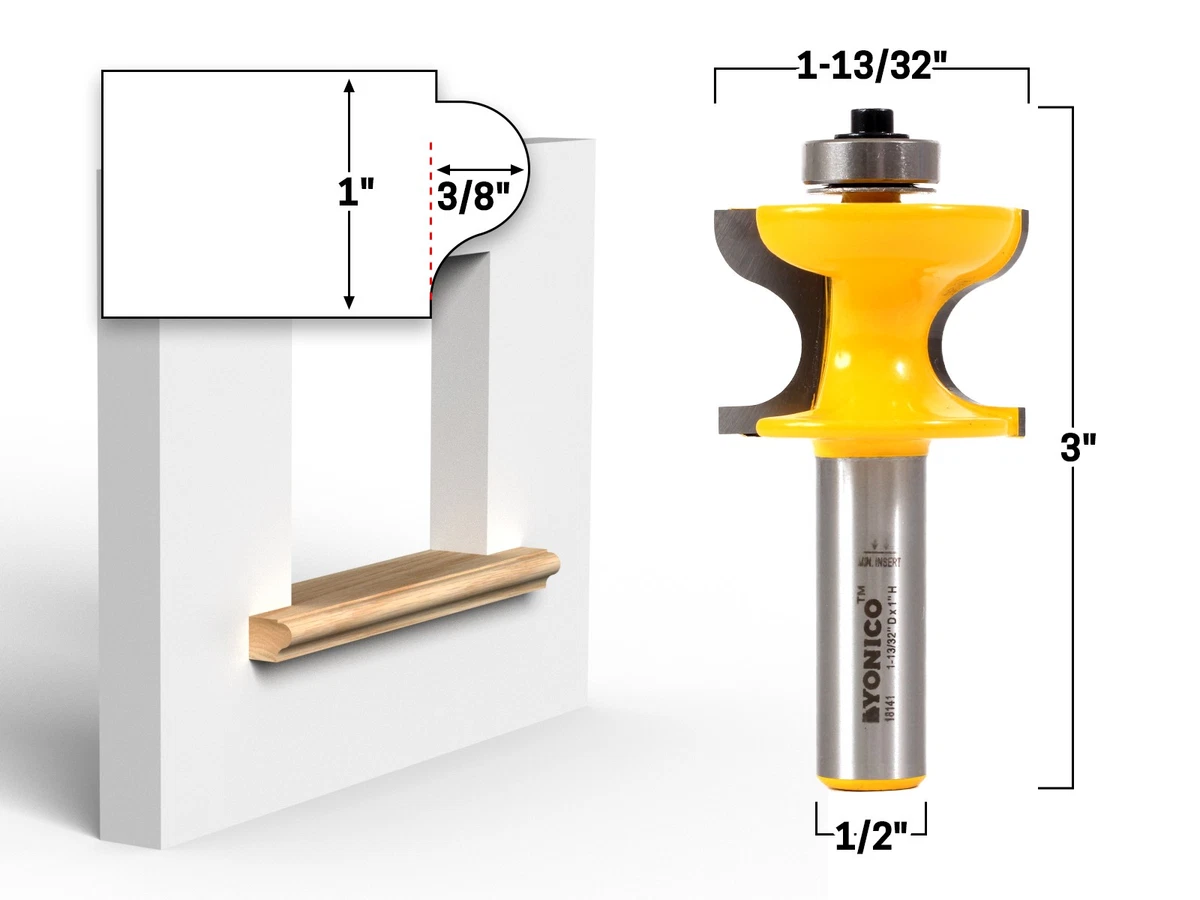 Broca Para Fresadora Yonico De Alféizar De Ventana - Vástago 1/2 Pulgada, Corta Hasta 2.5 Cm De Grosor