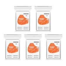 Emergency Blanket 5-Pack, 82" x 55" Large Reusable Mylar Thermal Blankets for
