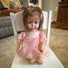 Mattel Baby Say 'N See Doll 1965 17in Blonde Brown Eyes Cloth Sewn Pink