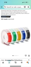 5PK Embossing Label Tape. 3/8 Inch. White On Black/Red/Blue/Yellow/Green