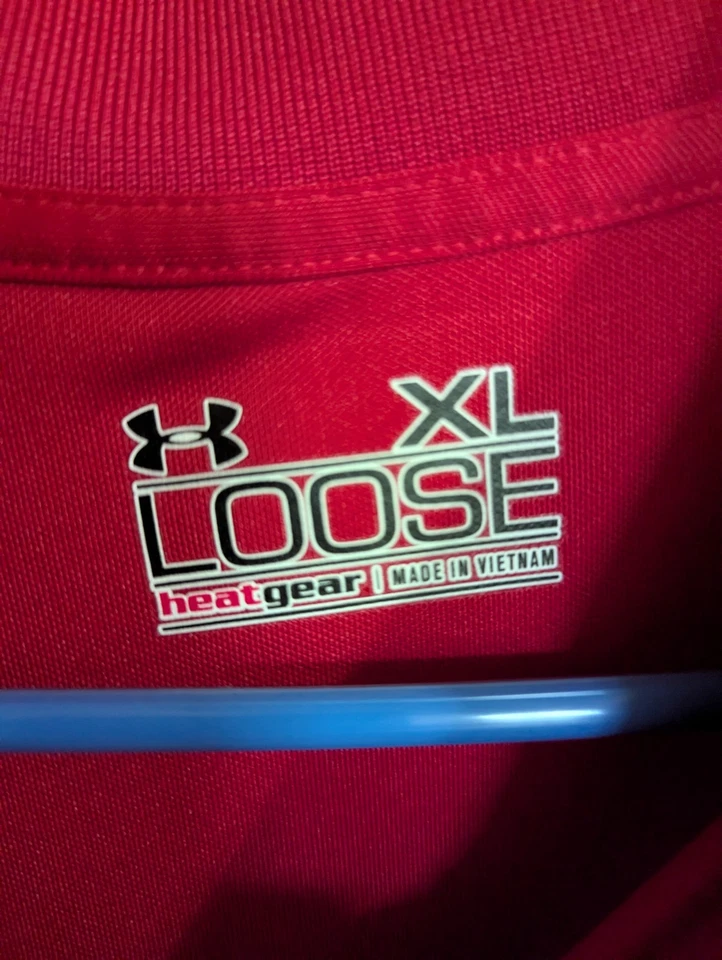 UL Ragin Cajuns Shirt Mens XL Red Under Armour Heat Gear Polo Golf - Image 4 of 4
