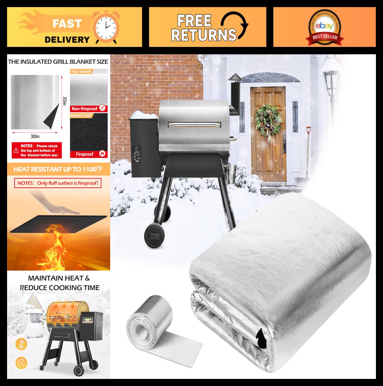 Insulated Grill Blanket for Winter Heat Retention - Cuttable