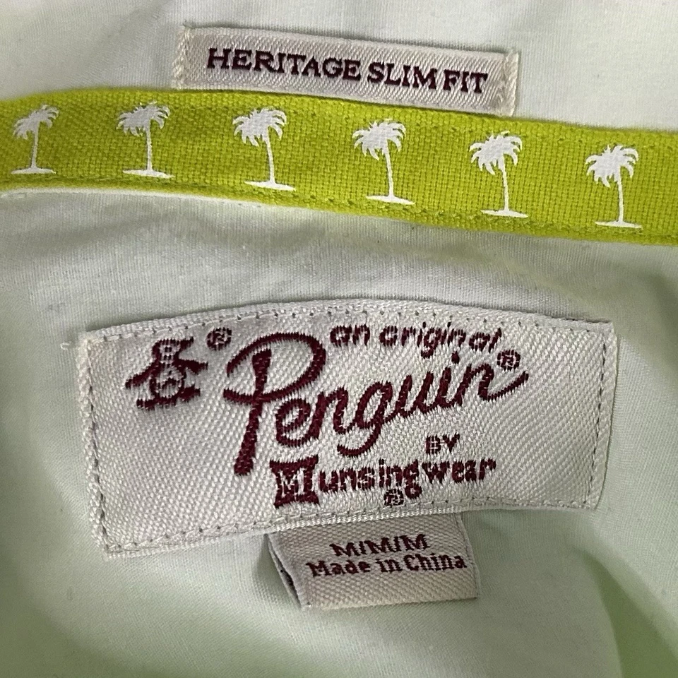 Оригинальная рубашка Penguin Medium Heritage Slim Fit Oxford с коротким рукавом в зеленую полоску - Изображение 3 из 4