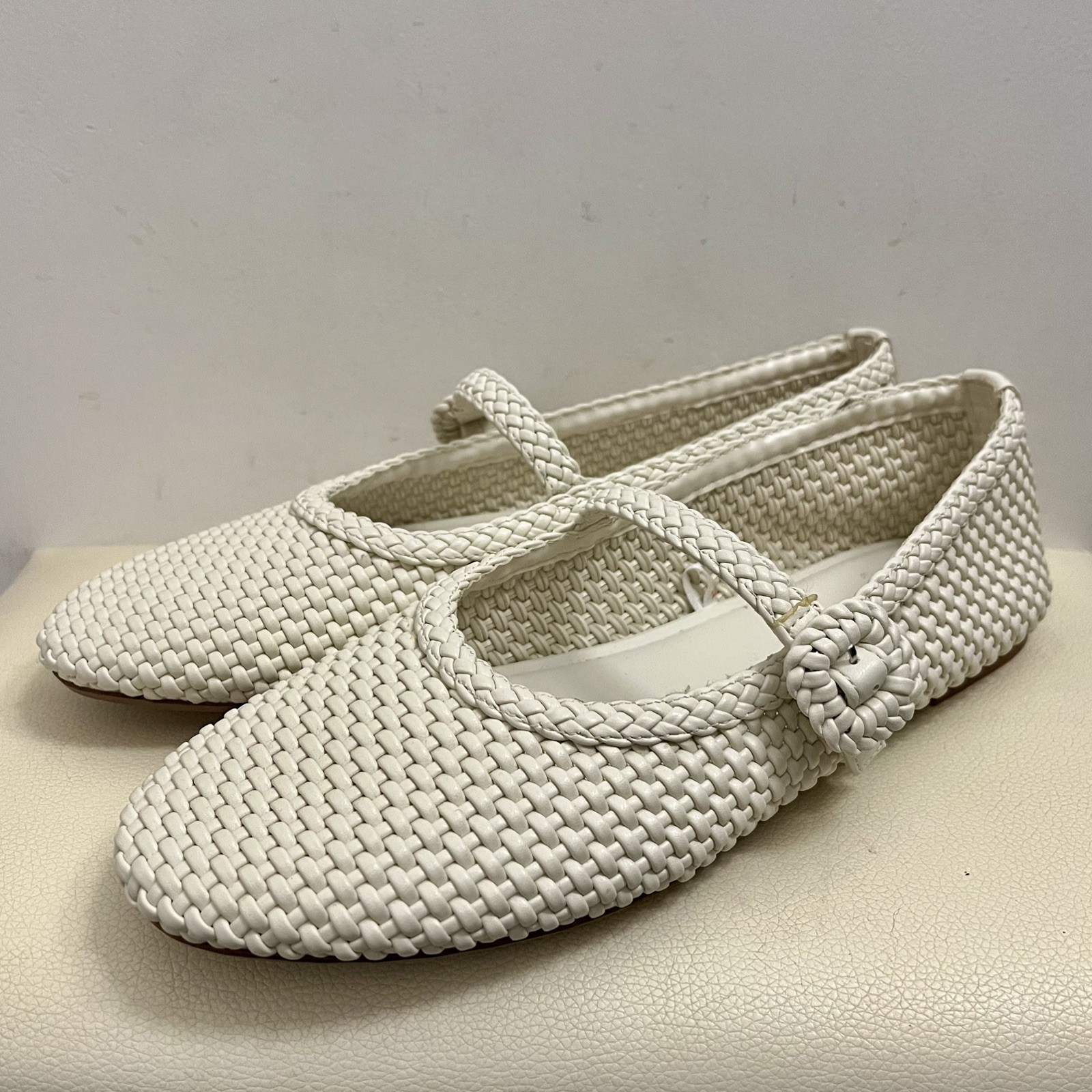 ZARA Woven Ballet Flats Mary Jane Espadrille Cottage Core Women’s Size 10 EUC