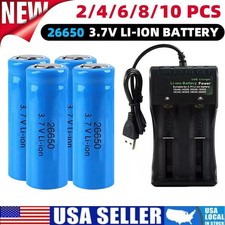 LED flashlight headlamp 26650 Battery 3.7V Li-ion Rechargeable Batteries LOT US