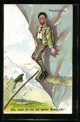 Artist Postcard Auctioned. Oh If Only I Were With My Mom! Joke 