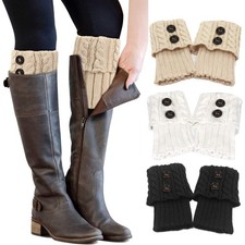 3 Pairs Womens Winter Warm Boot Cuffs Crochet Knitted Leg Warmer Toppers