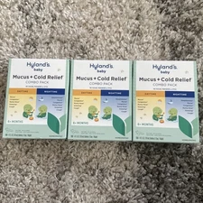 3x Hyland's Naturals Baby MUCUS + COLD RELIEF Combo Pack - 4Fl oz Ea.- EXP 10-26