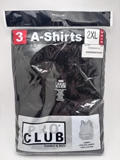 PRO CLUB Men's Ribbed A-Shirts 3 Pack 100% Cotton Black Tank Size 2XL