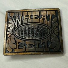 Vintage Reiman Publications Wheat Belt Brass Tone Rectangle Belt Buckle