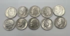 Lot Of 10 Silver Dimes, Roosevelt Dimes Mixed Dates US Coins