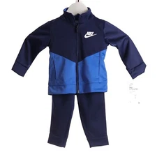 Nike Infant Boy Full Zip Track Jacket & Jogger Pants 2 Piece Set Navy White 12 M
