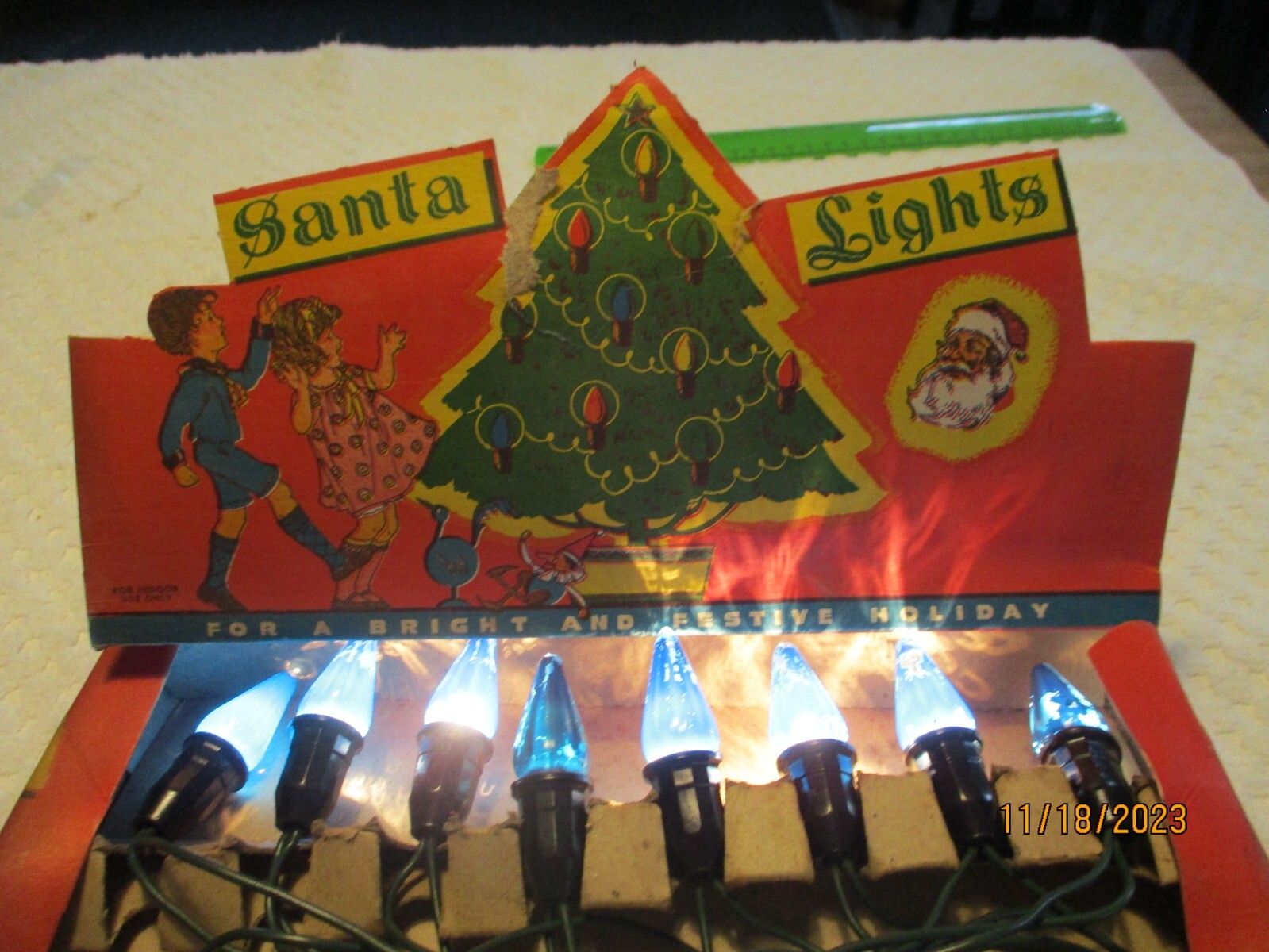Vintage Santa Christmas Lights in Original Box 2 Sets eBay