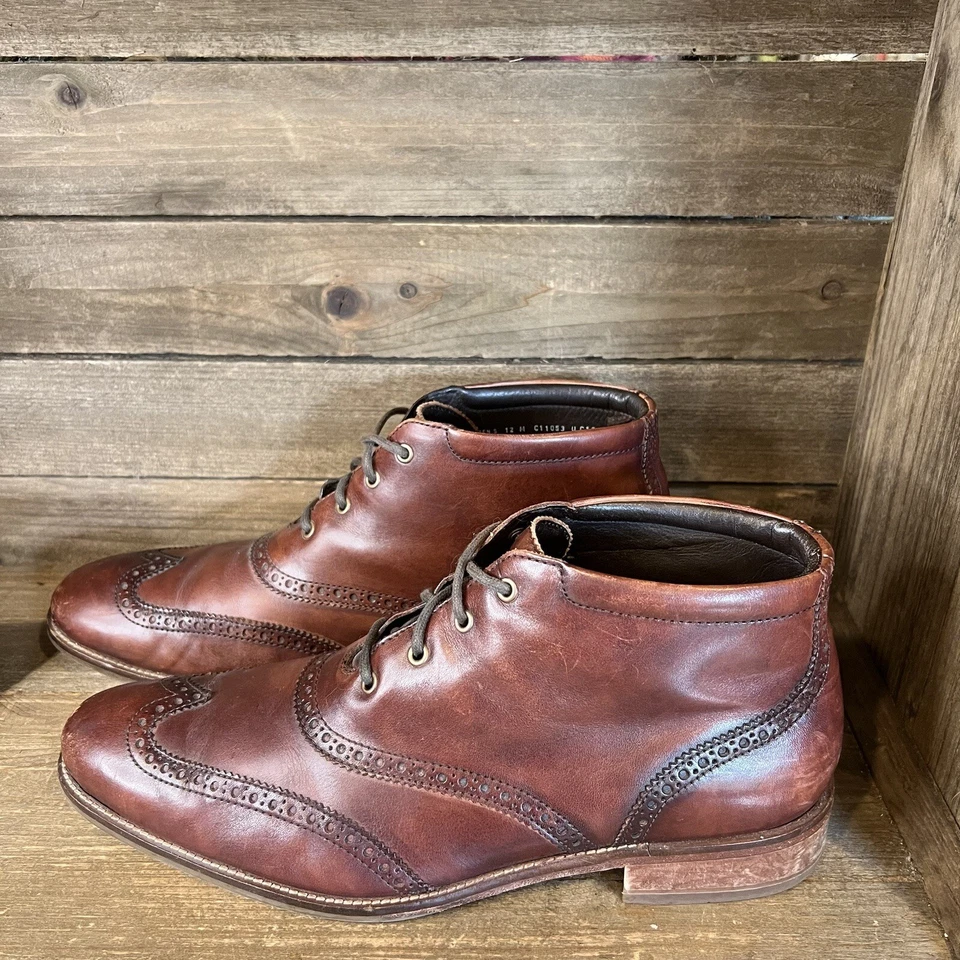 Mens Cole Haan Liam Chukka II Brown Leather Wingtip Ankle Boots Size 12 M GUC - Image 2 of 4