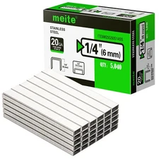 5,040-5,0400pcs meite 20 Gauge 1/2" Crown 1/4"- 1/2"Upholstery Staples Stainless