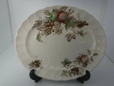 Vintage Johnson Brother's Harvest Time Oval Serving Platter Fruit Design England