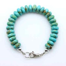 10mm Blue Green Arizona Turquoise Bead Bracelet, Large Beaded Gemstone Bracelet