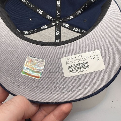 New Era 59FIFTY Seattle Seahawks Classic Navy Blue Fitted Hat Size 7 3/8 - Picture 5 of 5