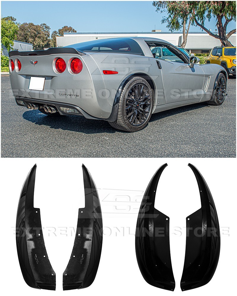 For 05-13 Corvette C6 Base GLOSSY BLACK Front & Rear Splash Guards
