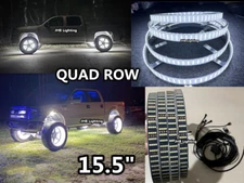 JHB 4x 15.5" High Bright QUAD ROW PURE WHITE LED Car Wheel Rim Lights Strobe KIT
