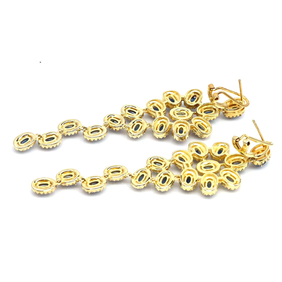 925 Sterling Silver 3 x 5 MM. Blue Kyanite & White Zircon Earrings - Image 3 of 4