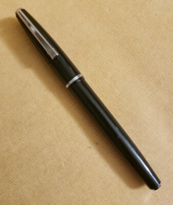 Vintage Platignum Silverline Black Italic Fountain Pen Made England 1st Quality