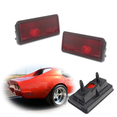 Rear Side Marker Light For 1974-1979 Chevy Corvette C3 Red Lens LH & RH Set of 2