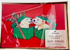 Hallmark Holiday Christmas Cards Puppy Dogs in Gift Boxes Cute Kisses