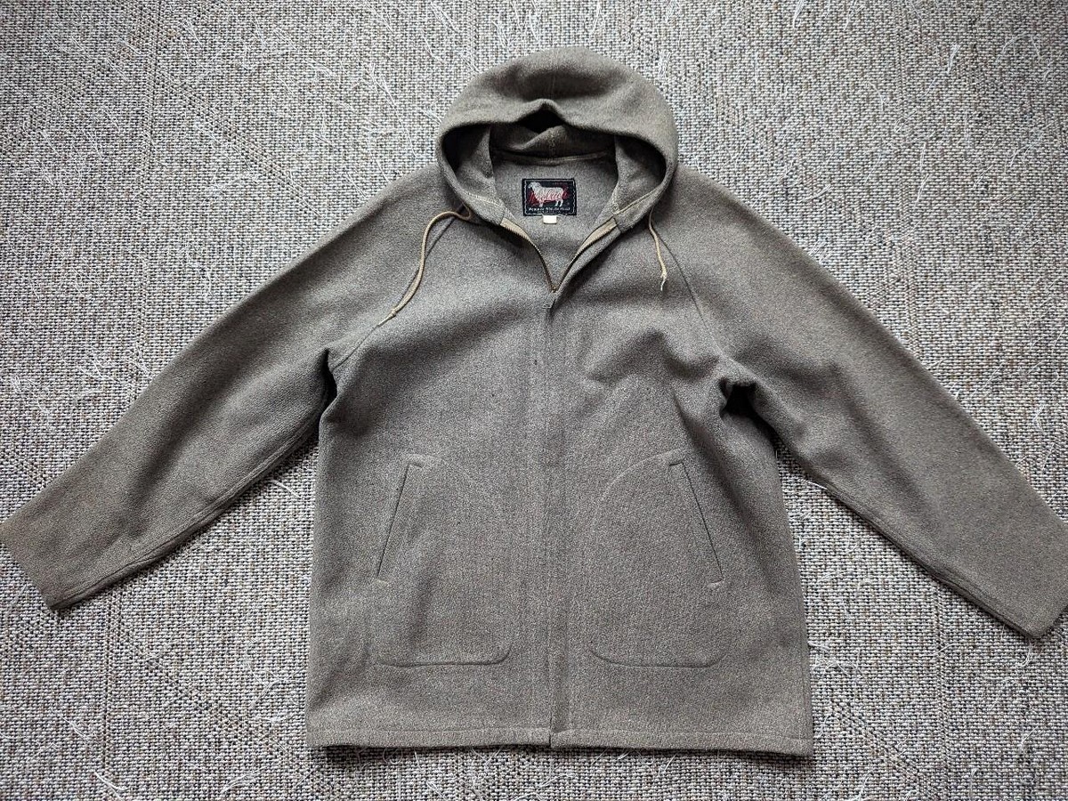 vintage 1950s hoodie WOOLRICH wool fleck M gray HOODED full zip