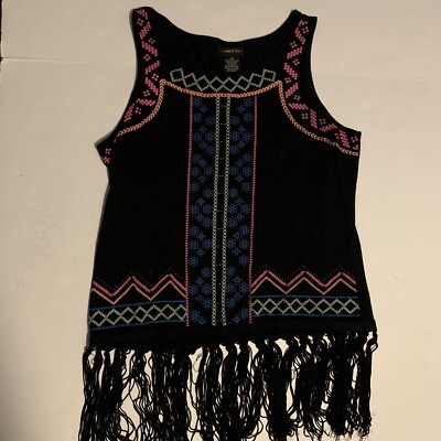 Vintage Forever 21 Womens Colorful Tank Top Size XS Back Fringe