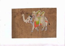 Indien Main Peint Exquis Détaillé Éléphant Peinture Miniature Mural Décor