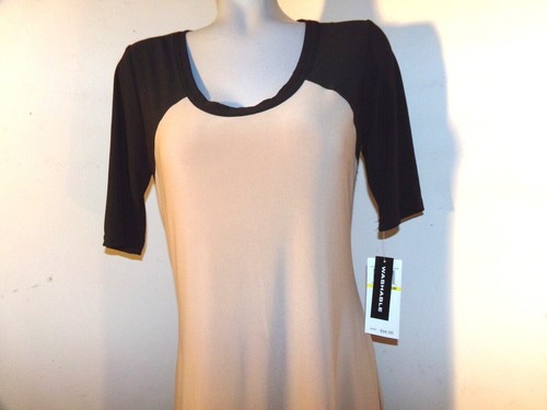 NWT $94.00, LENNIE for NINA LEONARD, Slinky Midi Dress Black/Brown Size Medium - Picture 2 of 10