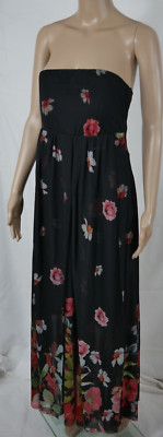 APART Traumhaftes Langes Kleid Schwarz Blumen Elegant Edel Sommer Größe 38 TOP!